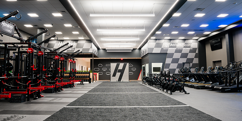 Athletic Center training floor with weight and cardio exercise machines